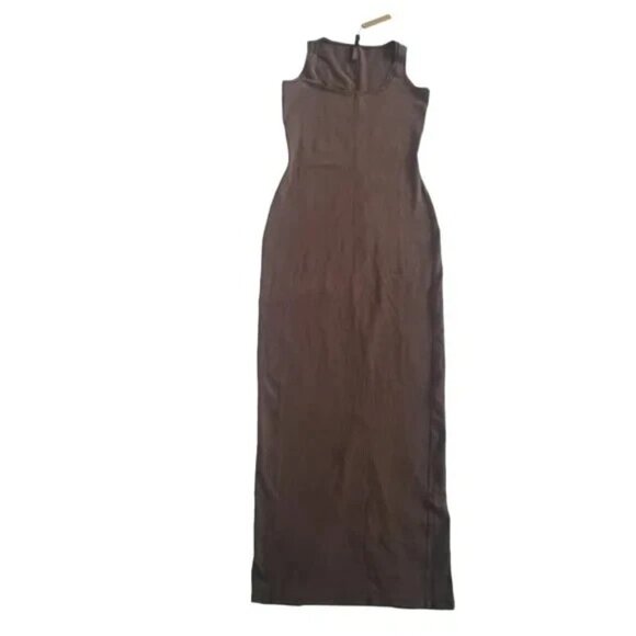 Skims New Vintage Scoop Neck Long Sleeveless Dress Cocoa Brown, Large - Picture 3 of 3